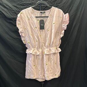 Very J Peach Ruffled Romper